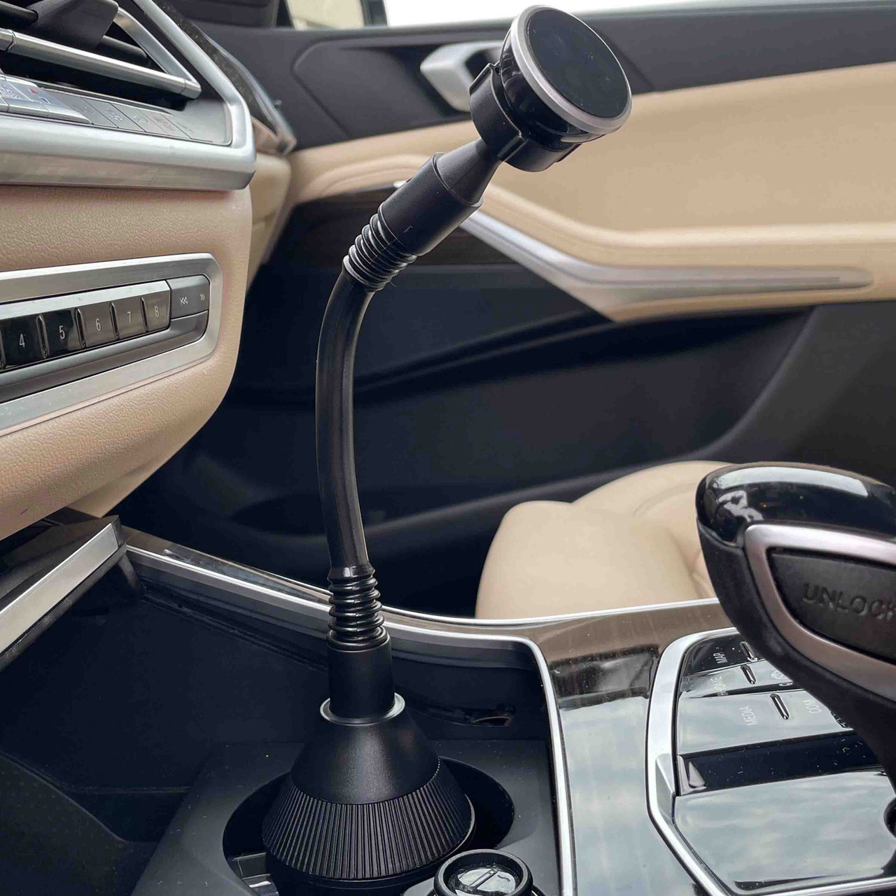 Magnetic Base Flexible Cell Phone Holder for Car Cup Holder